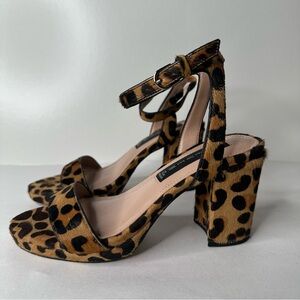 Steven by Steve Madden Vino Calf Hair Leopard Print Platform Block Heeled Sandal